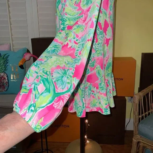 Lilly Pulitzer NWT Tensley Silk Top Raz Berry Catty Shack $128 Size XXS - Picture 14 of 14
